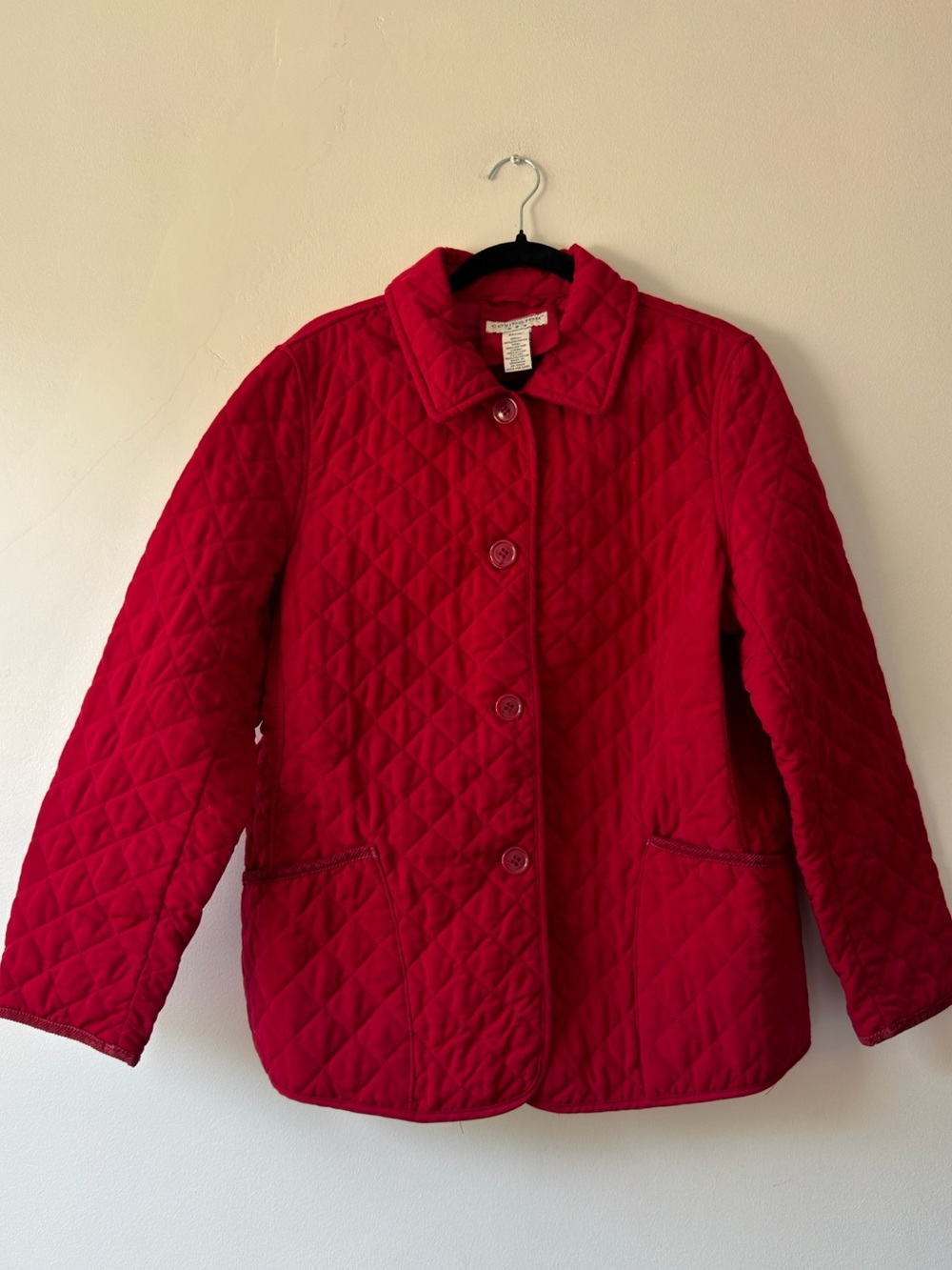 Covington Quilted Red Button-Front Puffer Jacket